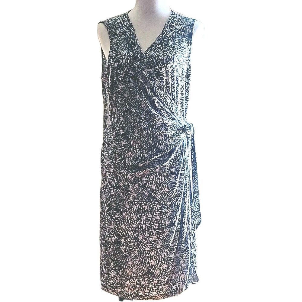 Cynthia Rowlet Knit Black/white Print Wrap Dress Women's 2X Business Casual